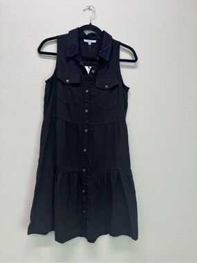 NWT Love Tree Sleeveless Black Button-Front Tiered Dress in Various Sizes
